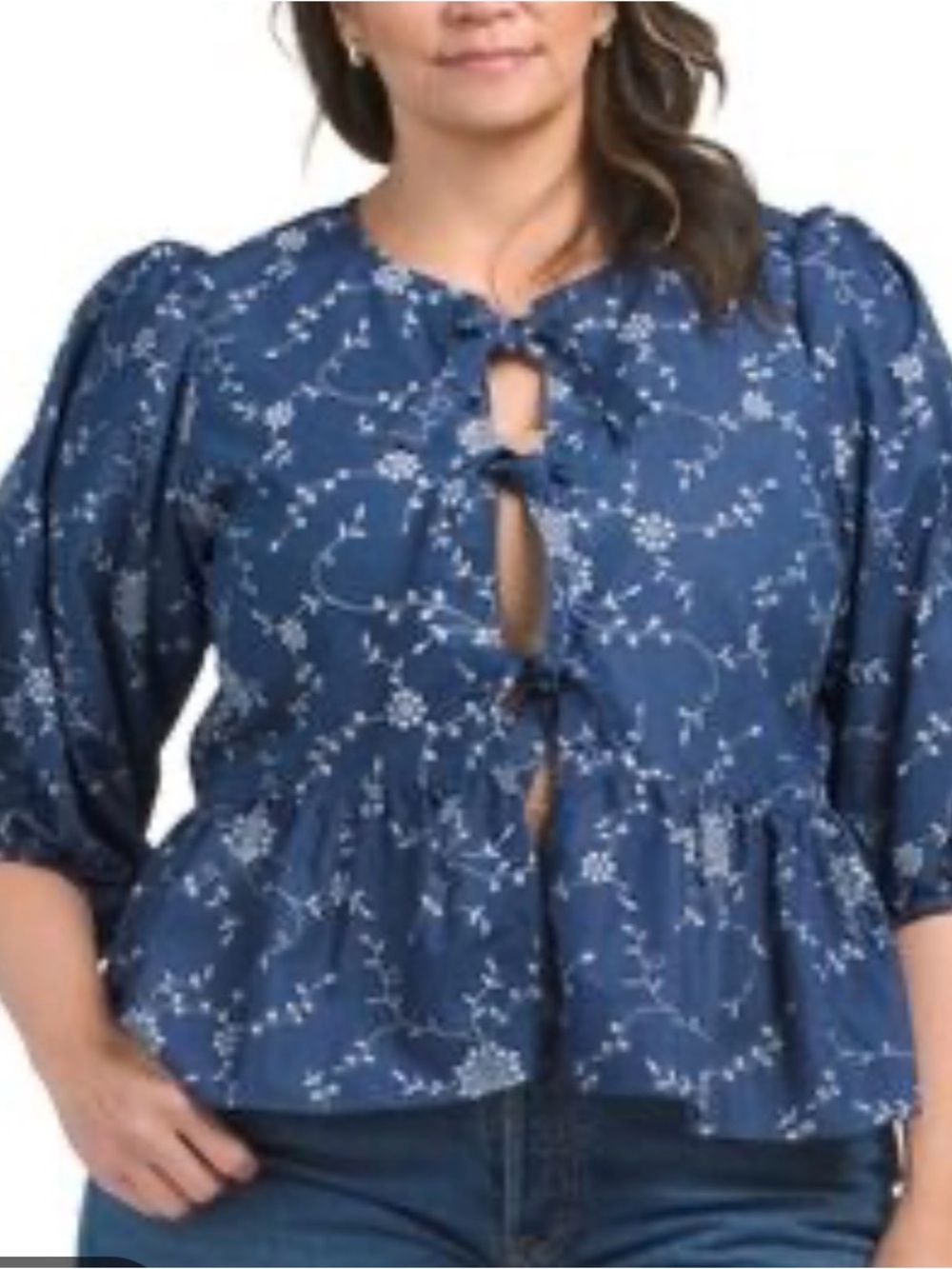 NWT medium blue sol front tie shirt 874